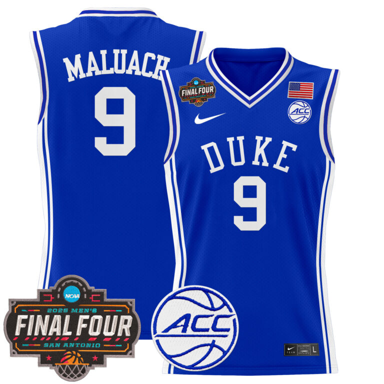 Men Duke Blue Devils 9 Maluach blue 2025 Final Four Patch NCAA Jersey